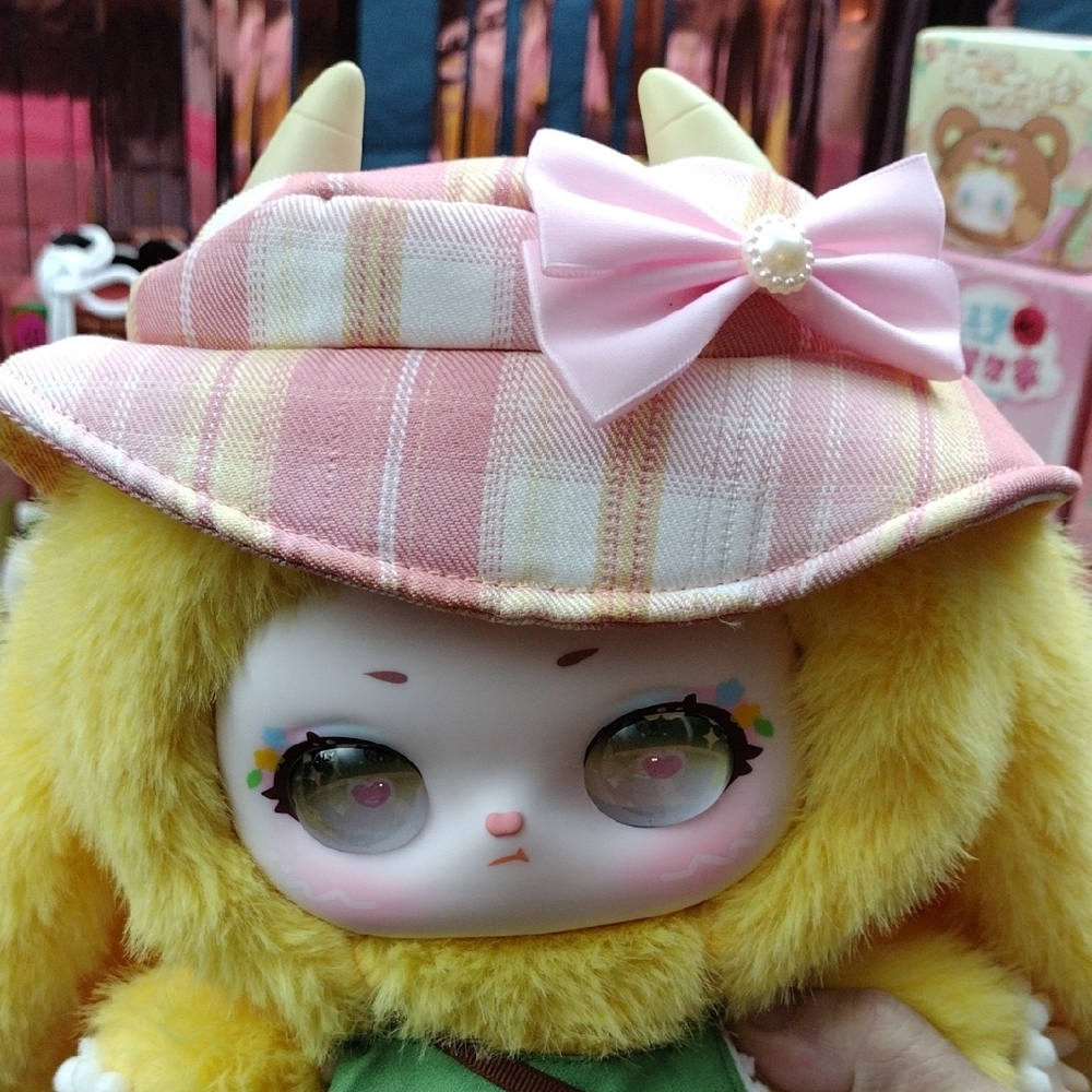 Yellow Plush Doll with Green Outfit and Pink Hat - Picture 3 of 3